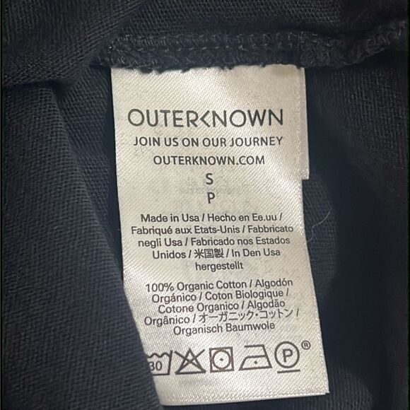 NWT Outerknown Crewneck Organic Cotton Tee Shirt Black Size Small - Picture 8 of 8
